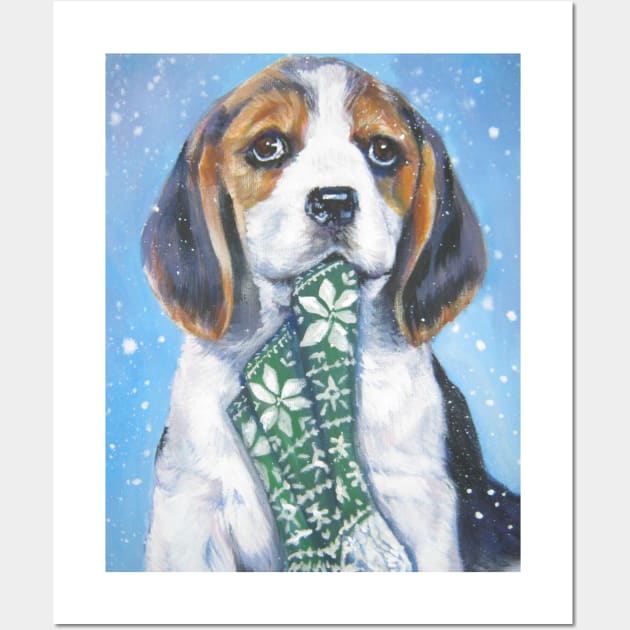 Beagle Christmas Fine Art Painting Wall Art by LASHEPARD